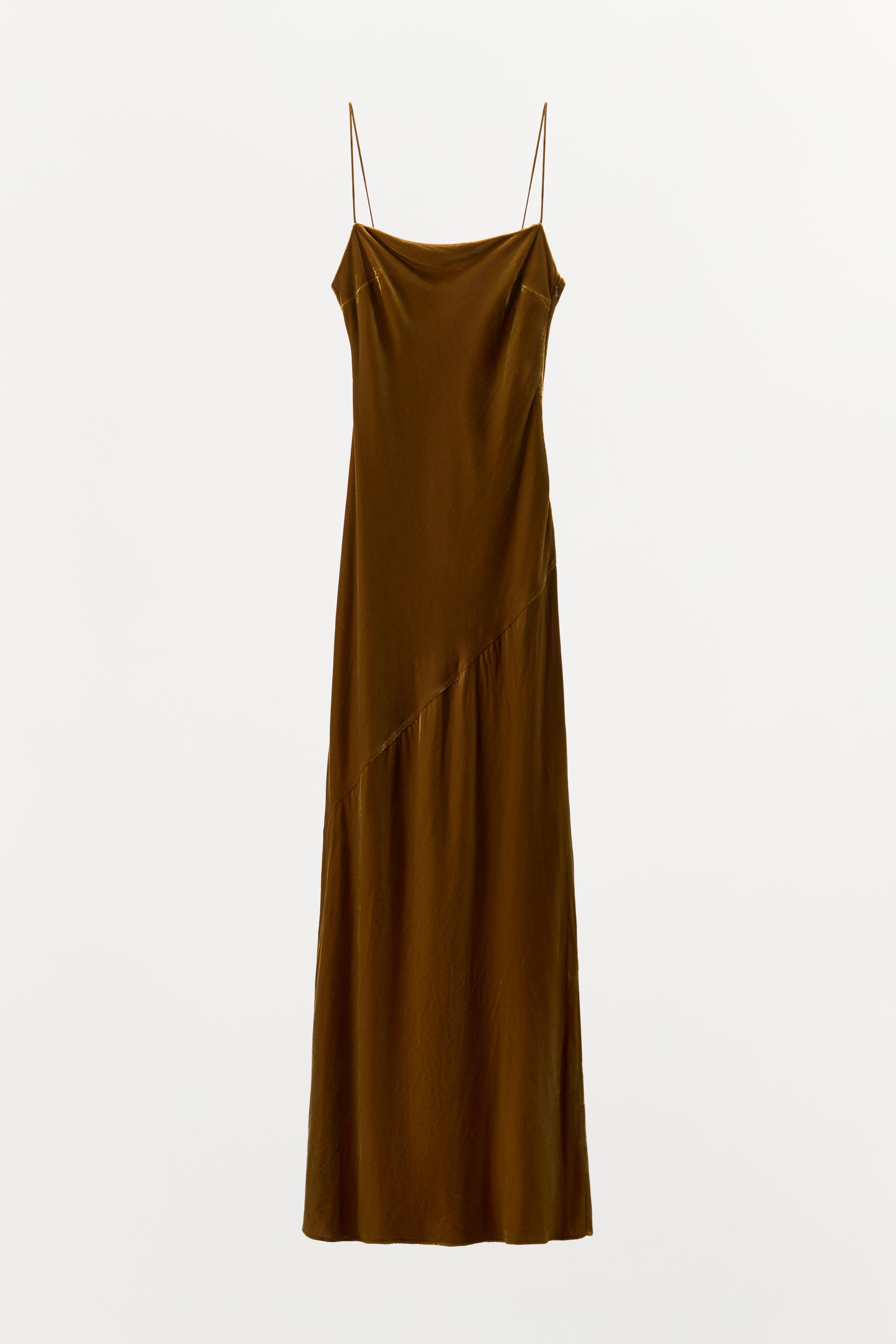 DRAPED VELVET LONG DRESS